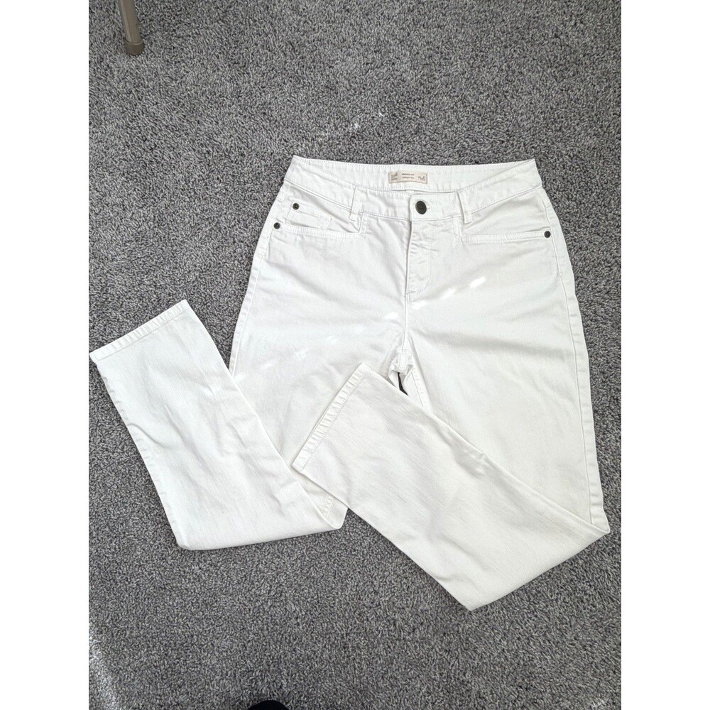 Women’s J Jill White Denim Pants size 4 Petite Smooth-Fit Straight-Leg